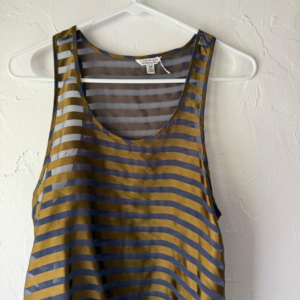 I Love H81 Forever 21 Vintage Y2k Scene Emo Grunge Striped Sheer Tank Top‎ Small